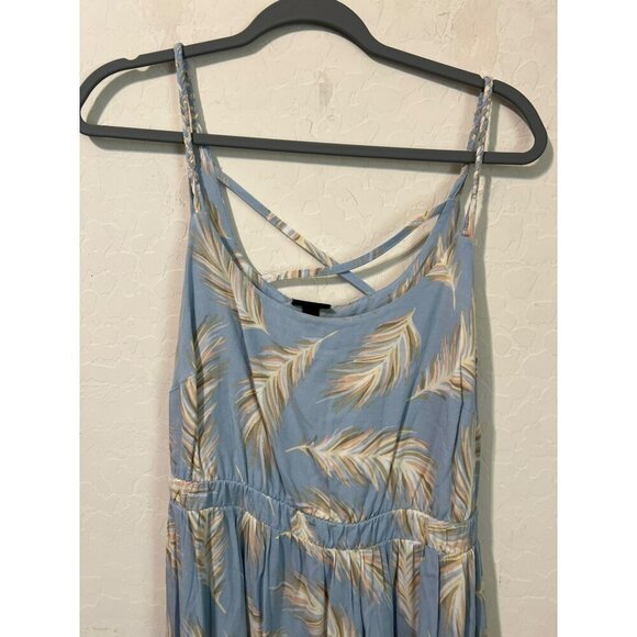 Torrid Sz 00 (US 10 M/L) Light Blue Midi Feather Print Tie Waist Sundress - Picture 3 of 8